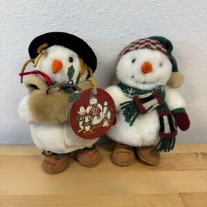 Mervyns California 1999 Debbie Mumm Snowman & Woman Christmas Plush Set